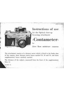 Zeiss Ikon Contax Accessories manual. Camera Instructions.